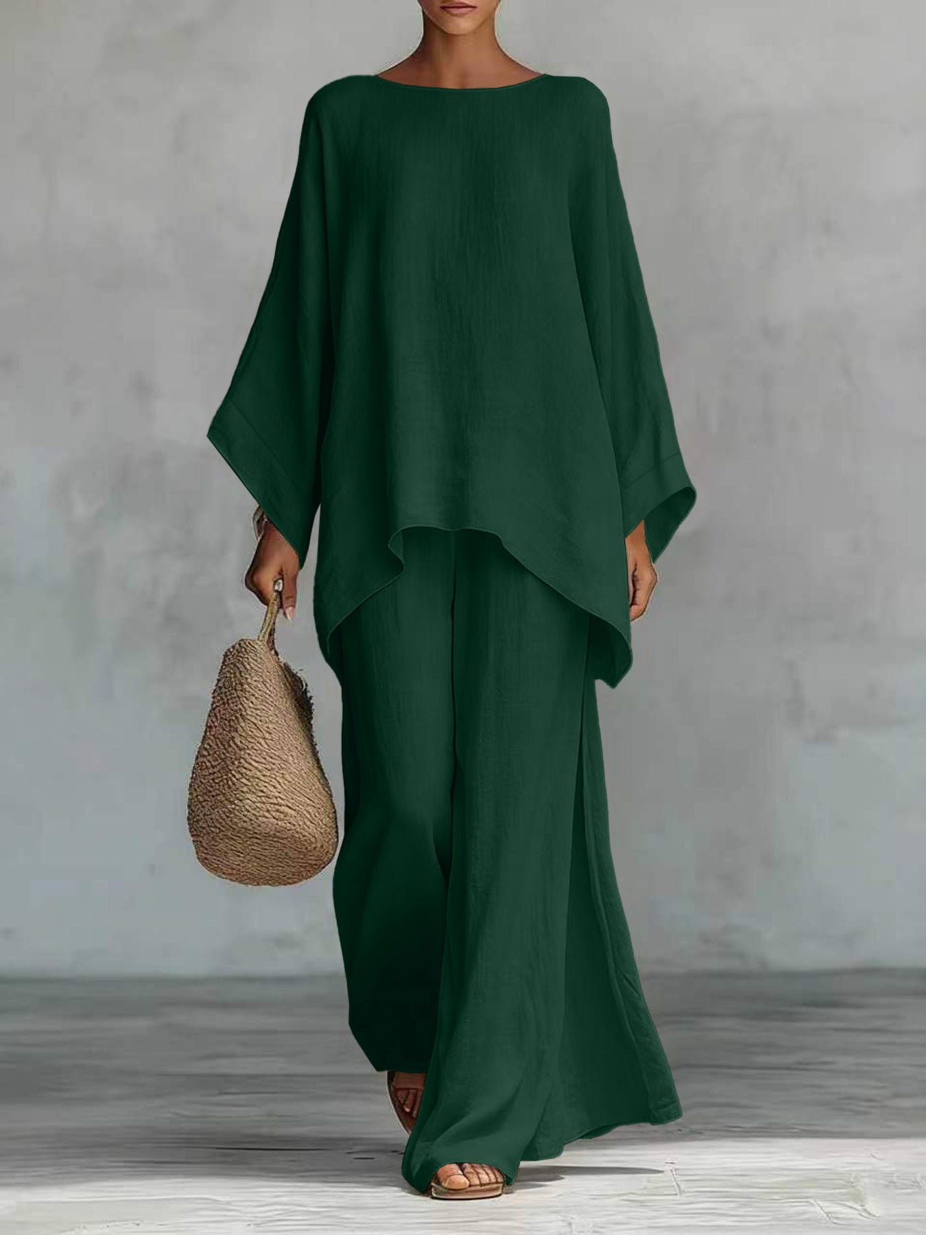 Women's Loose Shirt And Wide-Leg Pants Set