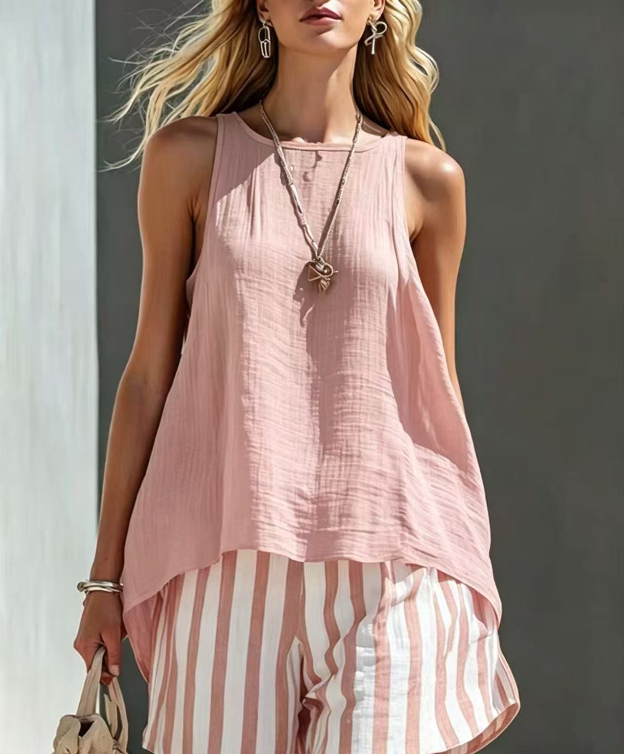 Solid Color V-Neck Long-Sleeve Shirt Womens Loose-Fitting Button-Up Top