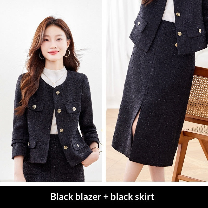 Women's Casual And Versatile Socialite-style Suit Skirt Set