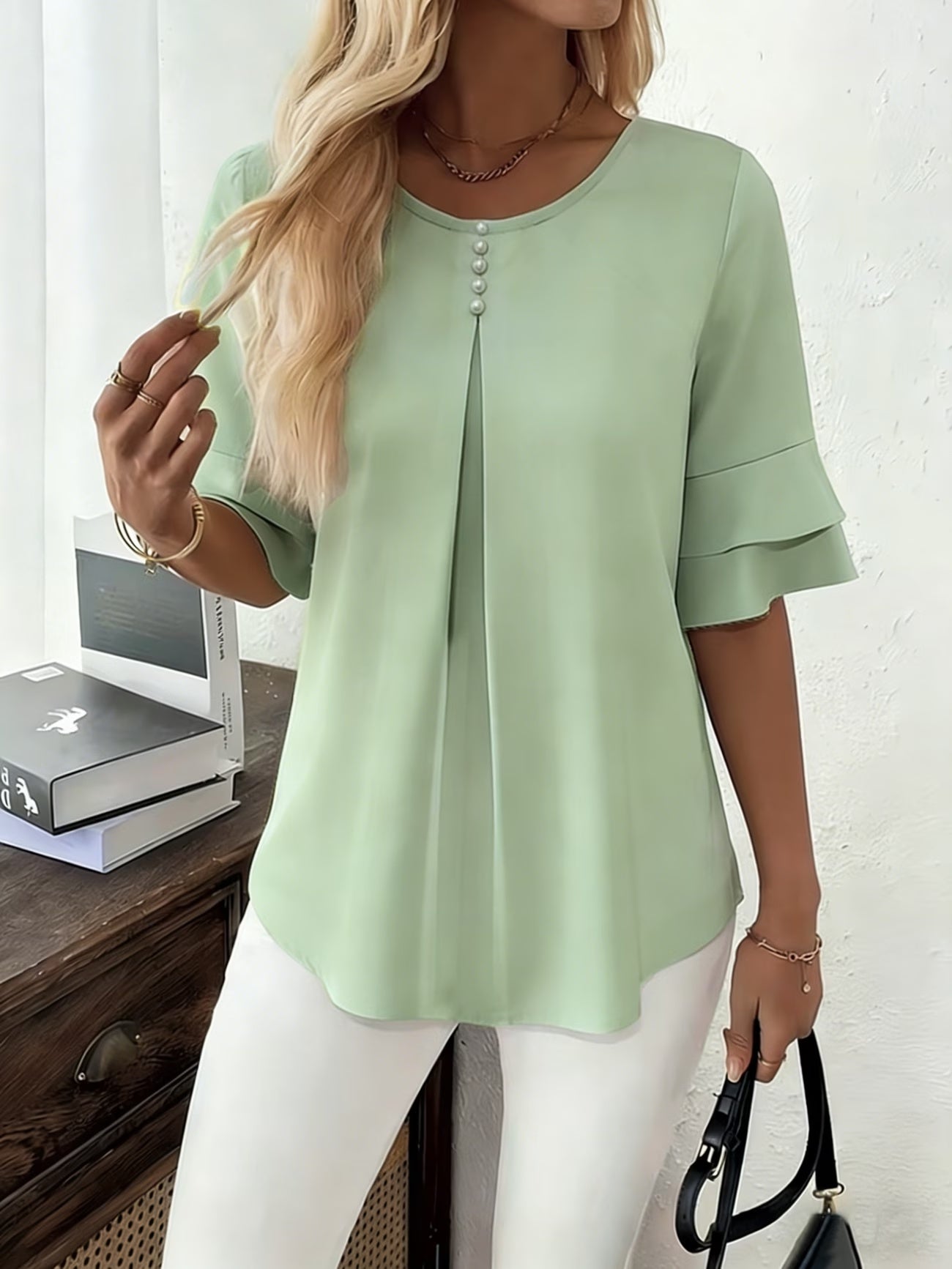 Women's Round-neck Solid-color Loose Top
