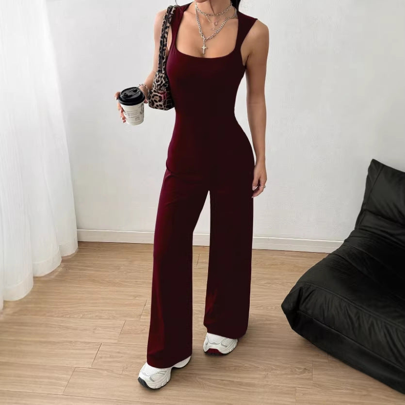 Womens Minimalist Everyday Outfit Stretchy Strap Jumpsuit For Sports And Yoga