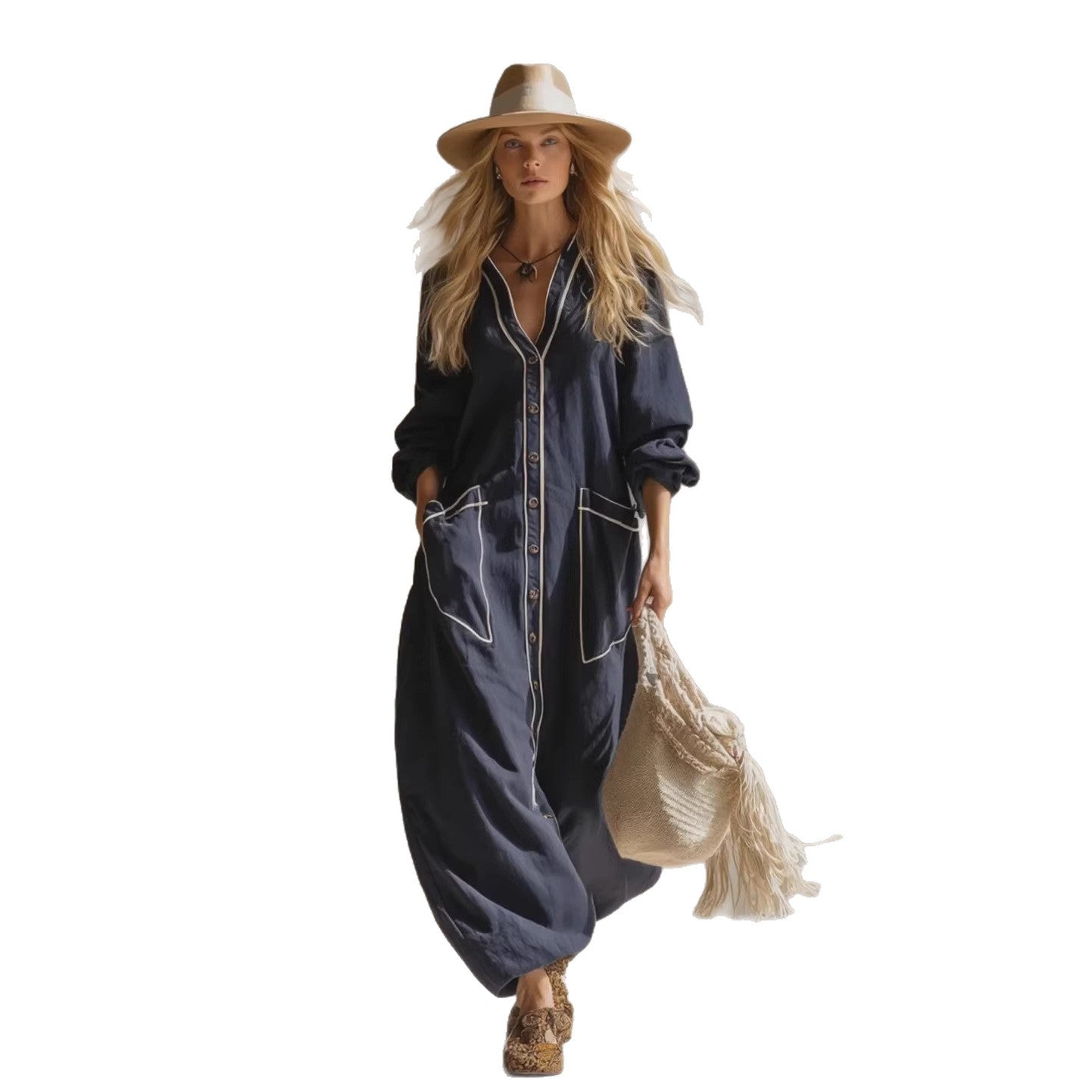 Solid-color Fashionable Casual Spring Womens Jumpsuit