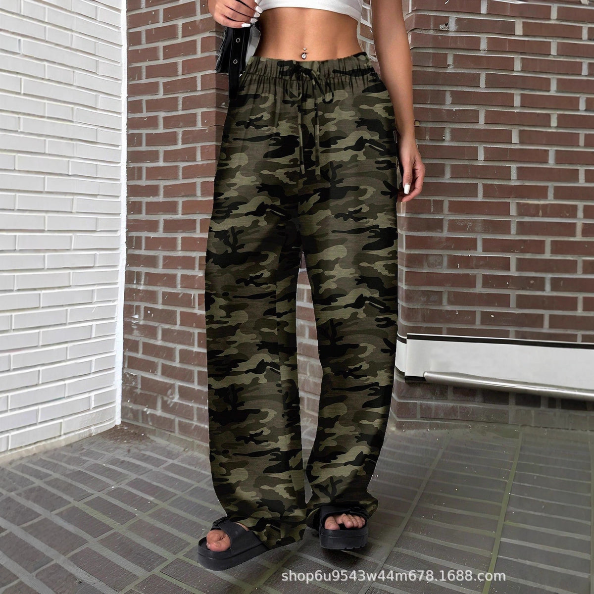 New Camouflage Fashionable Slimming Low-Waist Straight-Leg Pants
