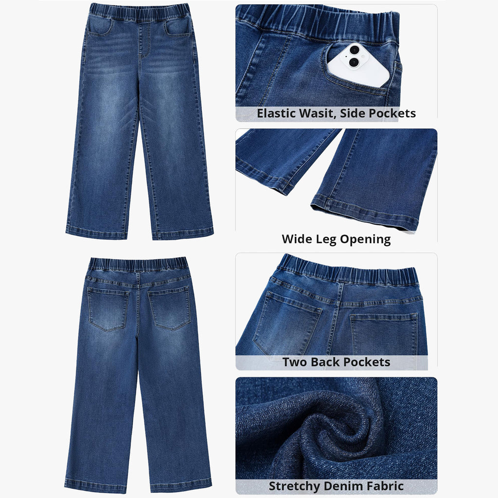 Fashionable Womens High-Waisted Straight-Leg Denim Pants
