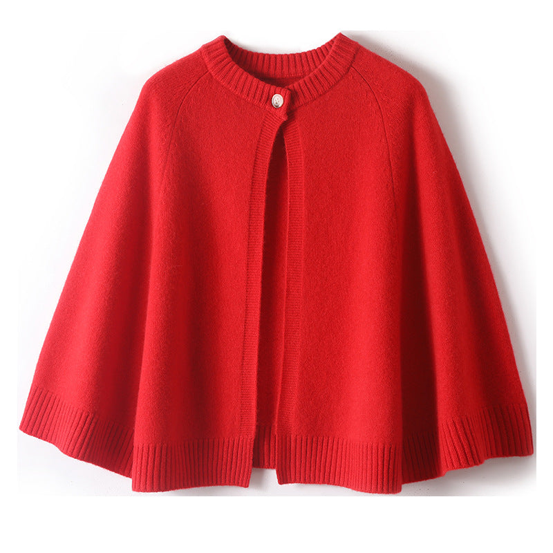 Wool Large Cape Warm Knitted Outerwear Cloak Shawl