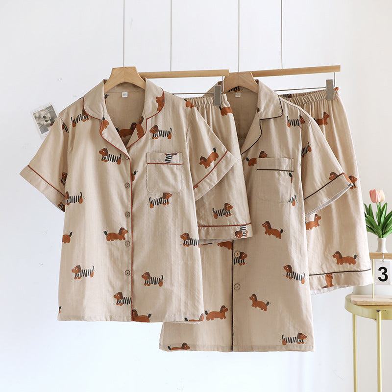 Couples Pajamas Youth Summer Thin Cartoon Short-Sleeve Short-Set