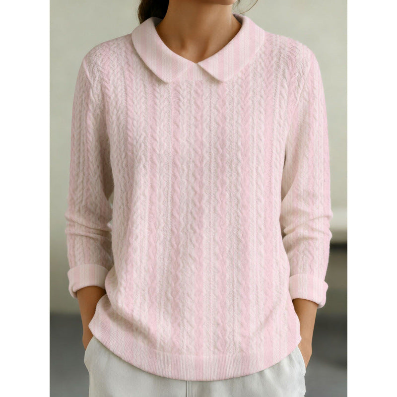 Womens Fashionable Printed Lapel Long-sleeve