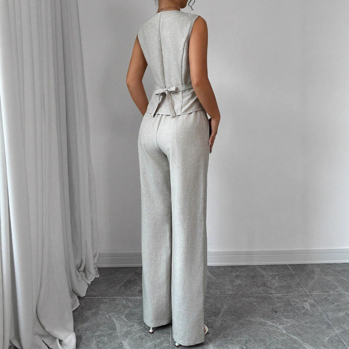 Commuter Sleeveless Vest Set Two-Piece Suit