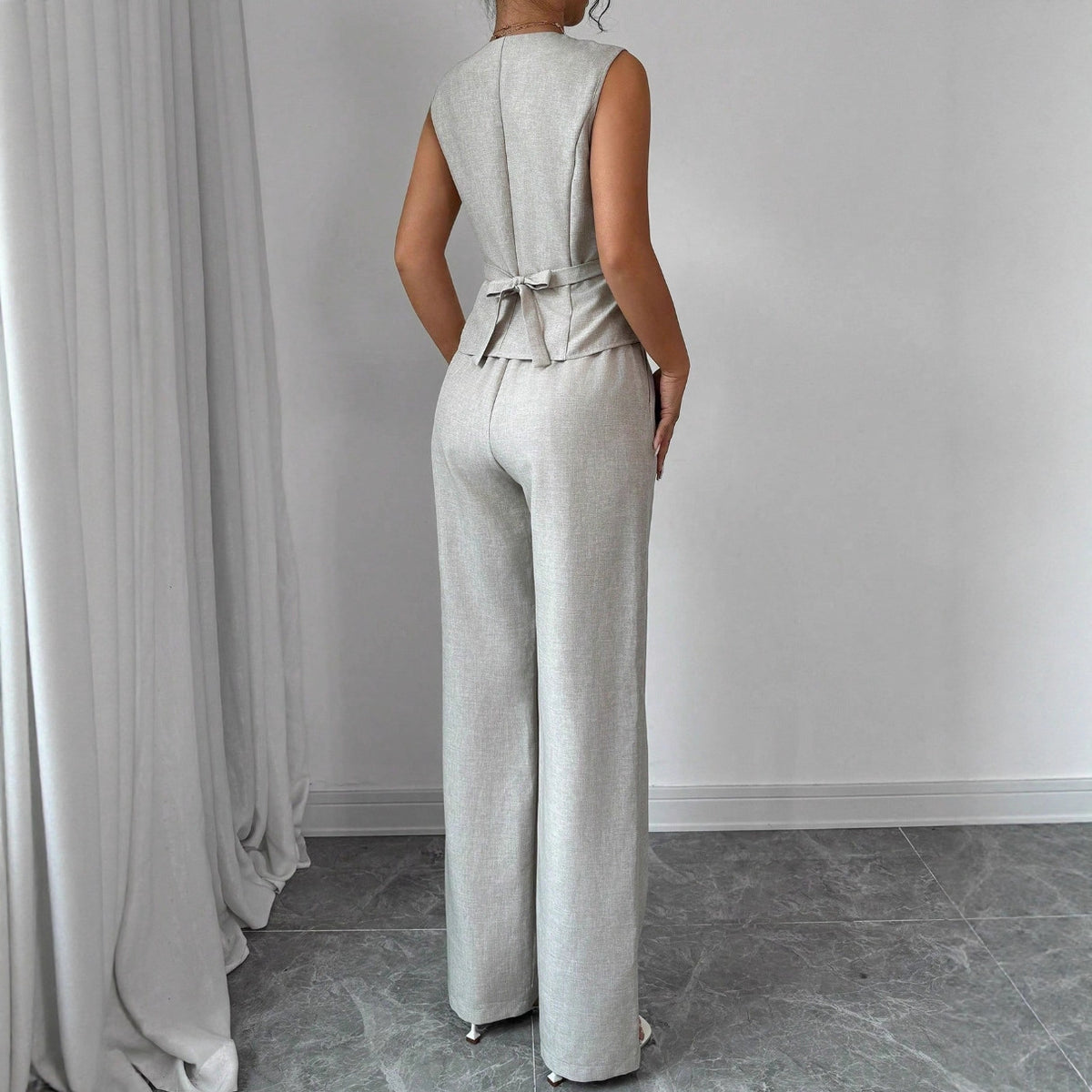 Commuter Sleeveless Vest Set Two-Piece Suit