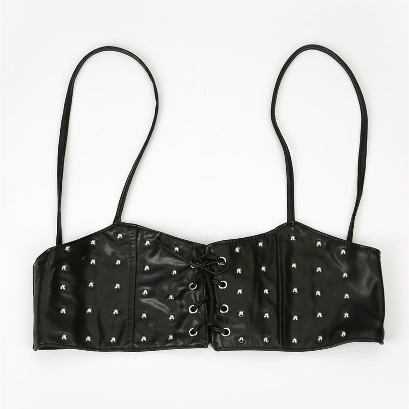 Women's PU Leather Vest Belt with dress