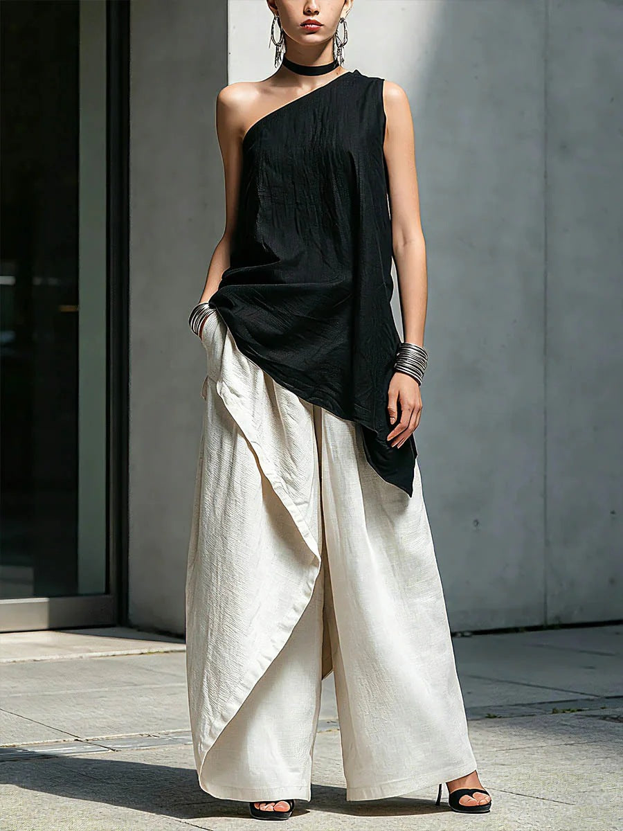 Casual Versatile Fashionable One-shoulder T-shirt