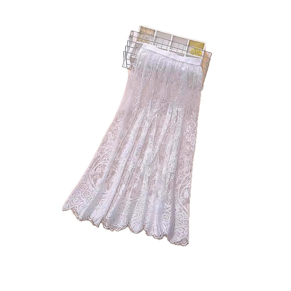 Mesh Base-layer Lace Midi Skirt For Women
