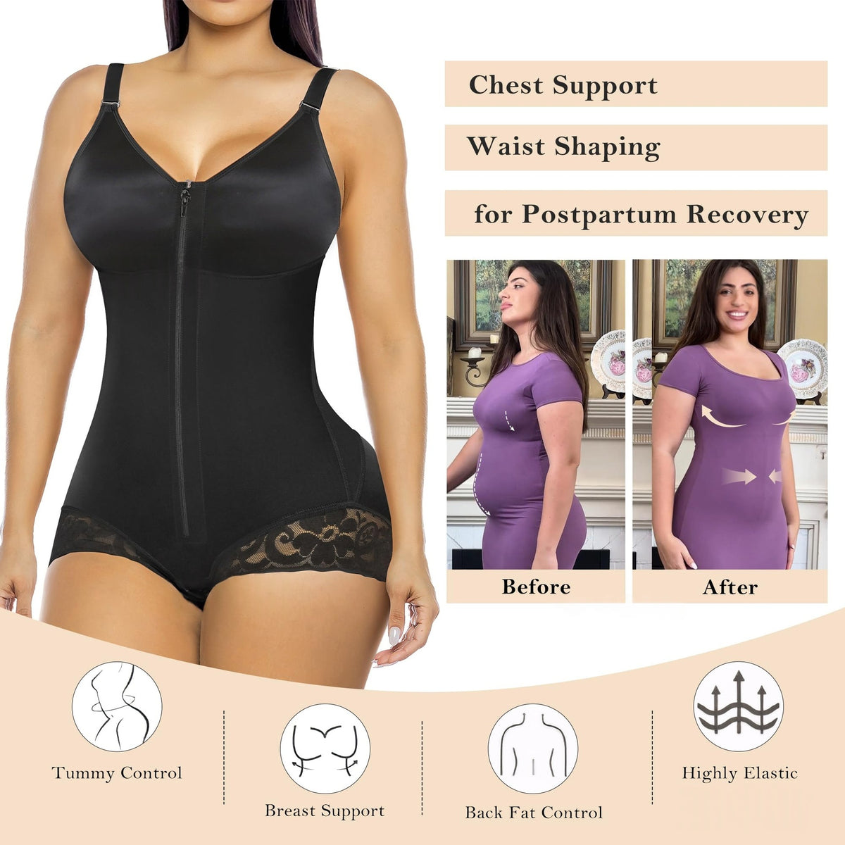 Enhanced Compression Slimming One-piece Bodysuit Plus Size