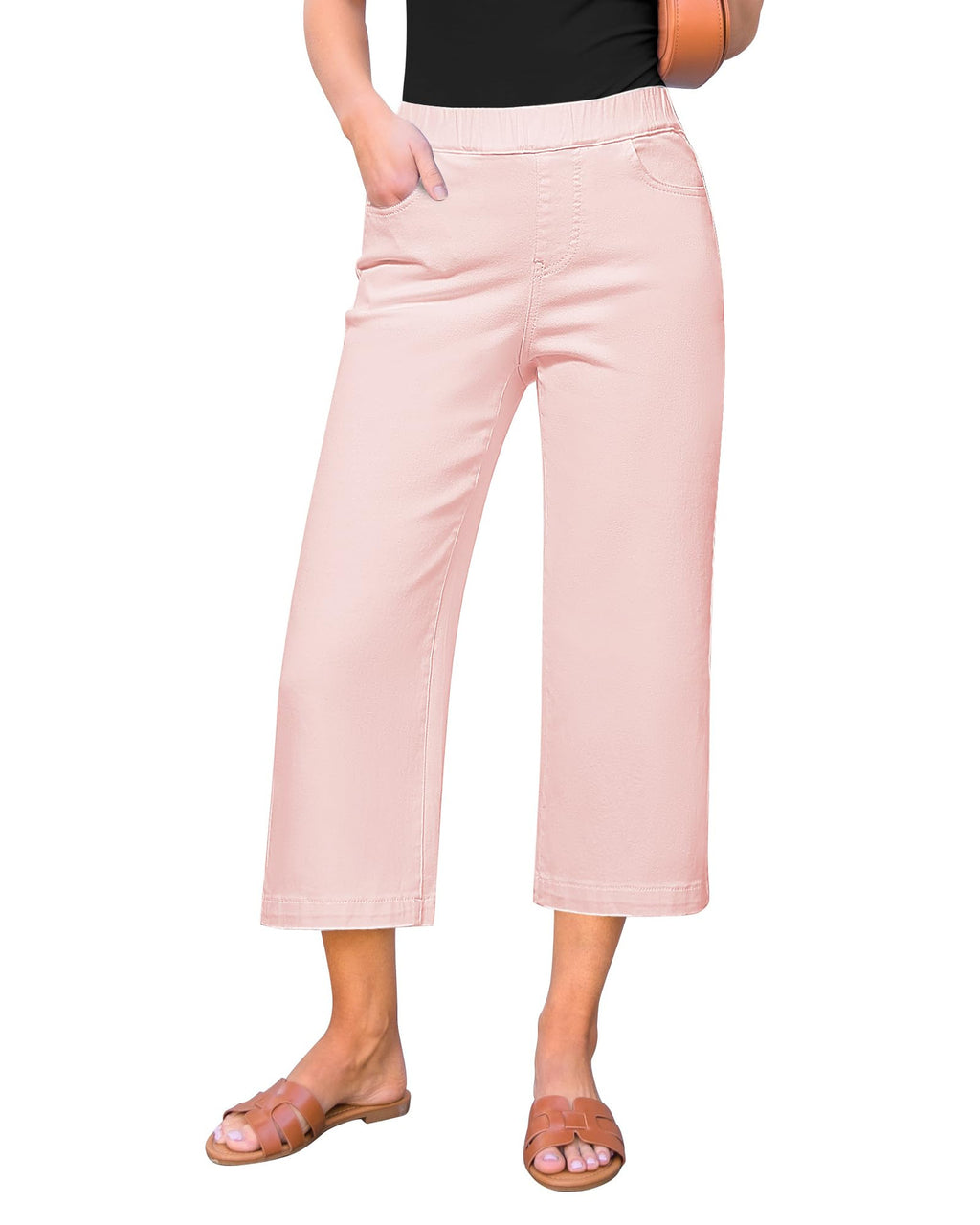 Fashionable Womens High-Waisted Straight-Leg Denim Pants