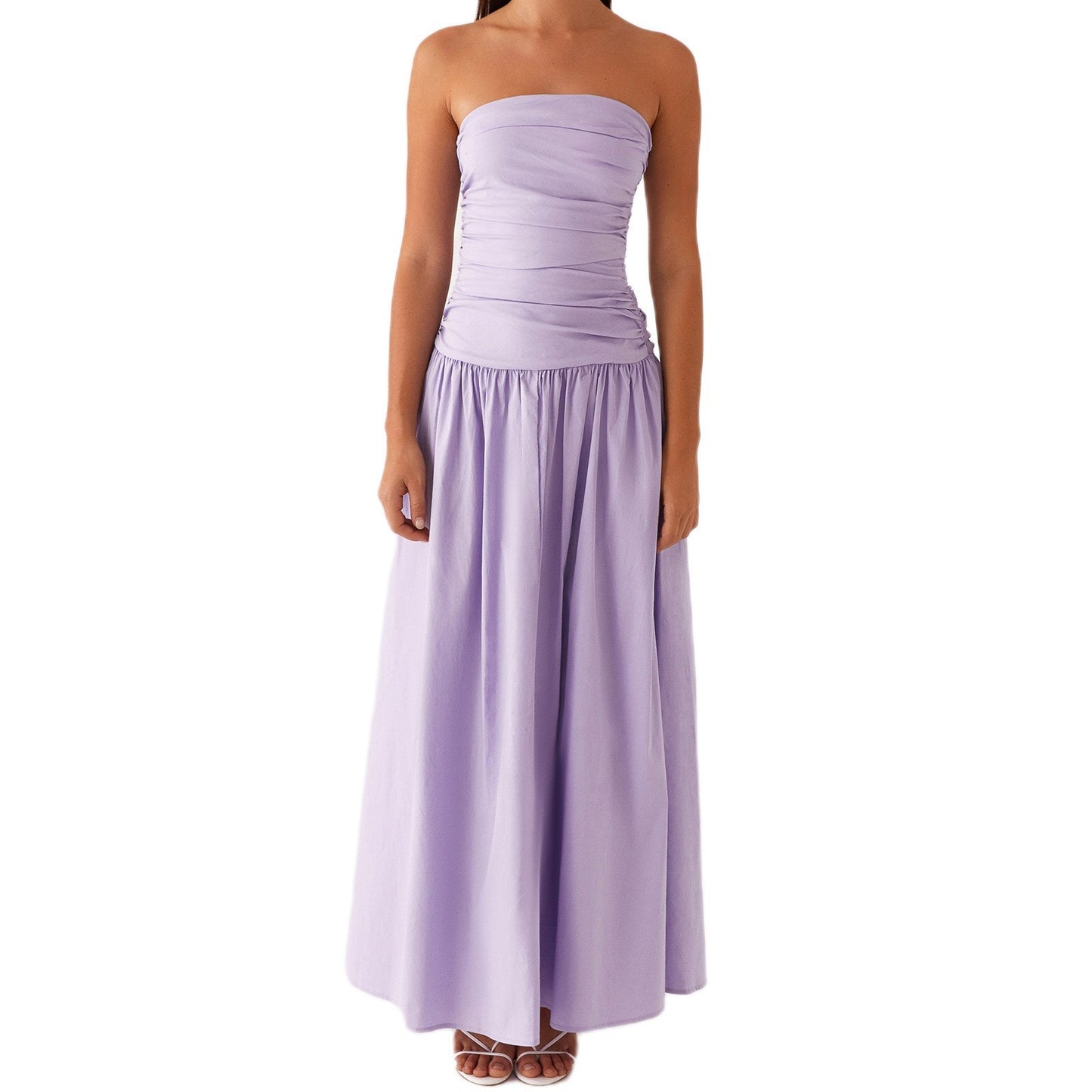 Strapless Pleated Patchwork Evening Dress For Women