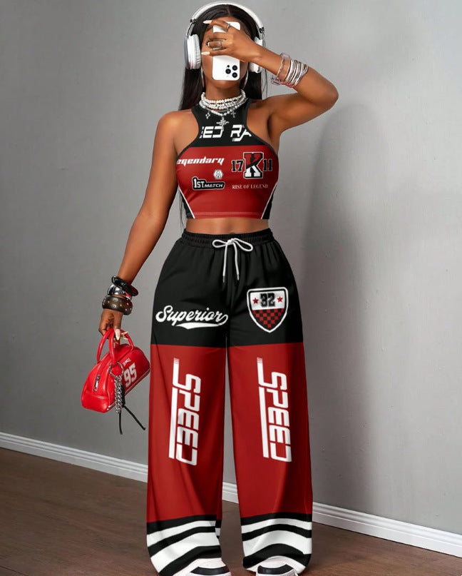 Printed Tank Top  Casual Wide-leg Pants Set