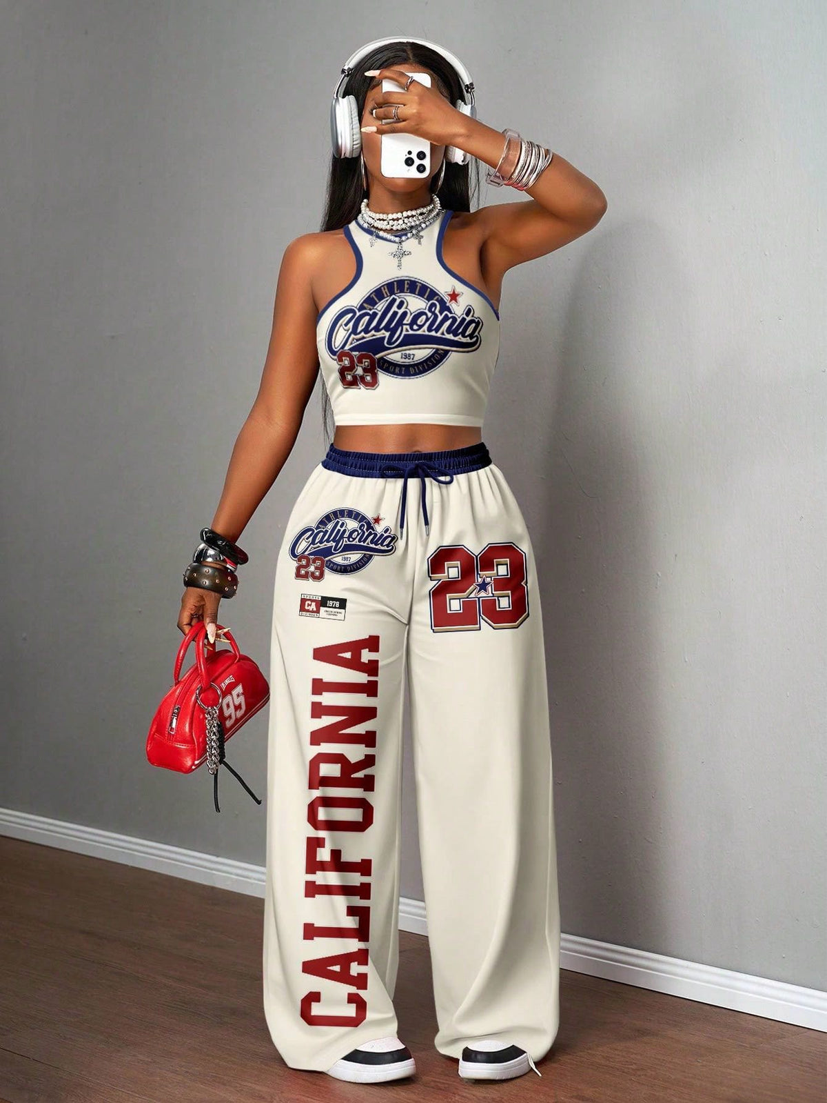 Printed Tank Top  Casual Wide-leg Pants Set