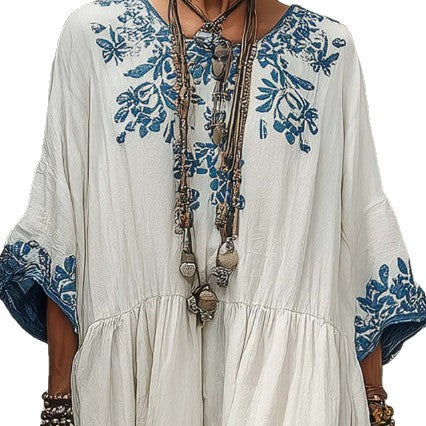 Elegant High-end Round-neck Printed Dress