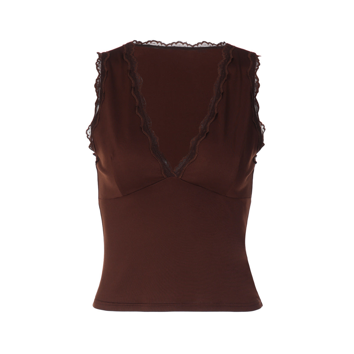 Lace-trimmed Deep-V Sleeveless Camisole For Women