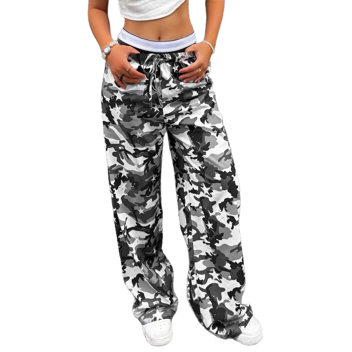 New Camouflage Fashionable Slimming Low-Waist Straight-Leg Pants