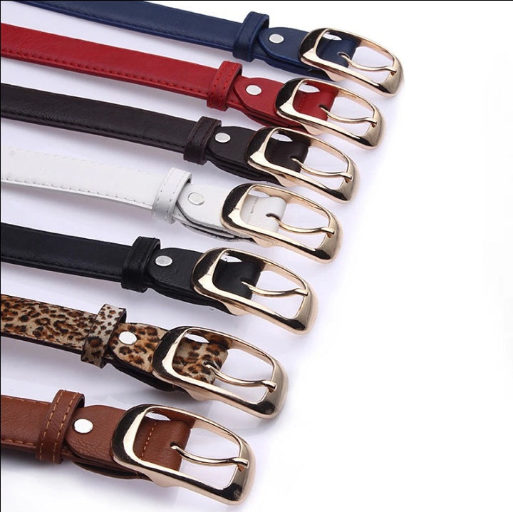 Korean women's casual versatile belts in black leather