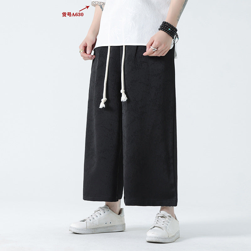 Mens Straight-leg Pants Chinese-style Summer
