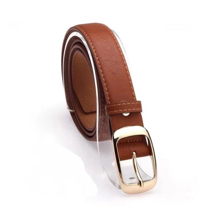 Korean women's casual versatile belts in black leather