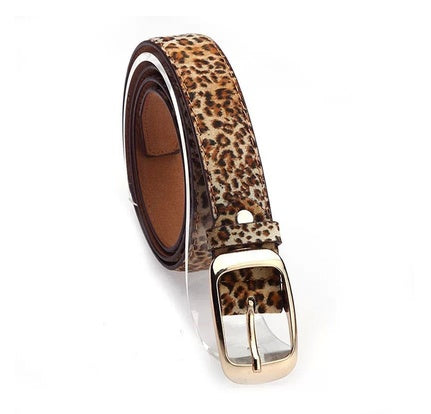 Korean women's casual versatile belts in black leather