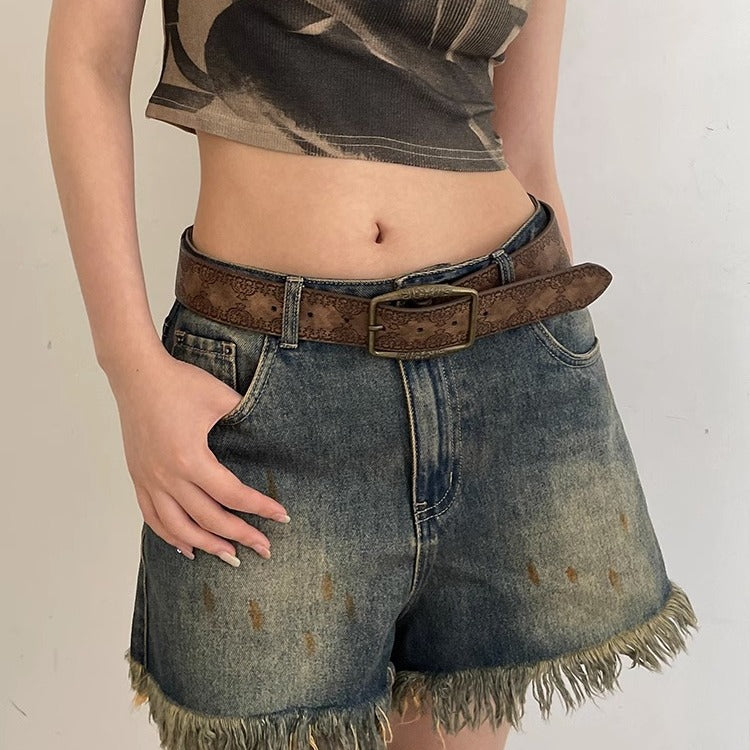 Distressed Ethnic Style Belt – versatile Y2K fashion accessory  SKU: Add a unique SKU for each variant.