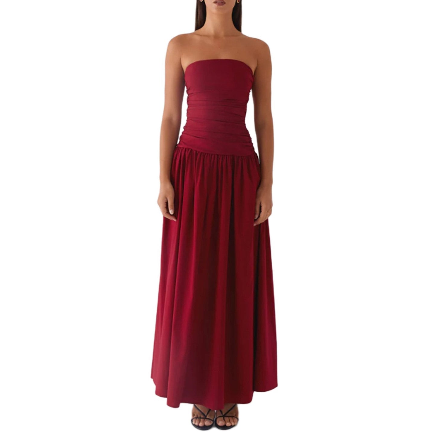 Strapless Pleated Patchwork Evening Dress For Women