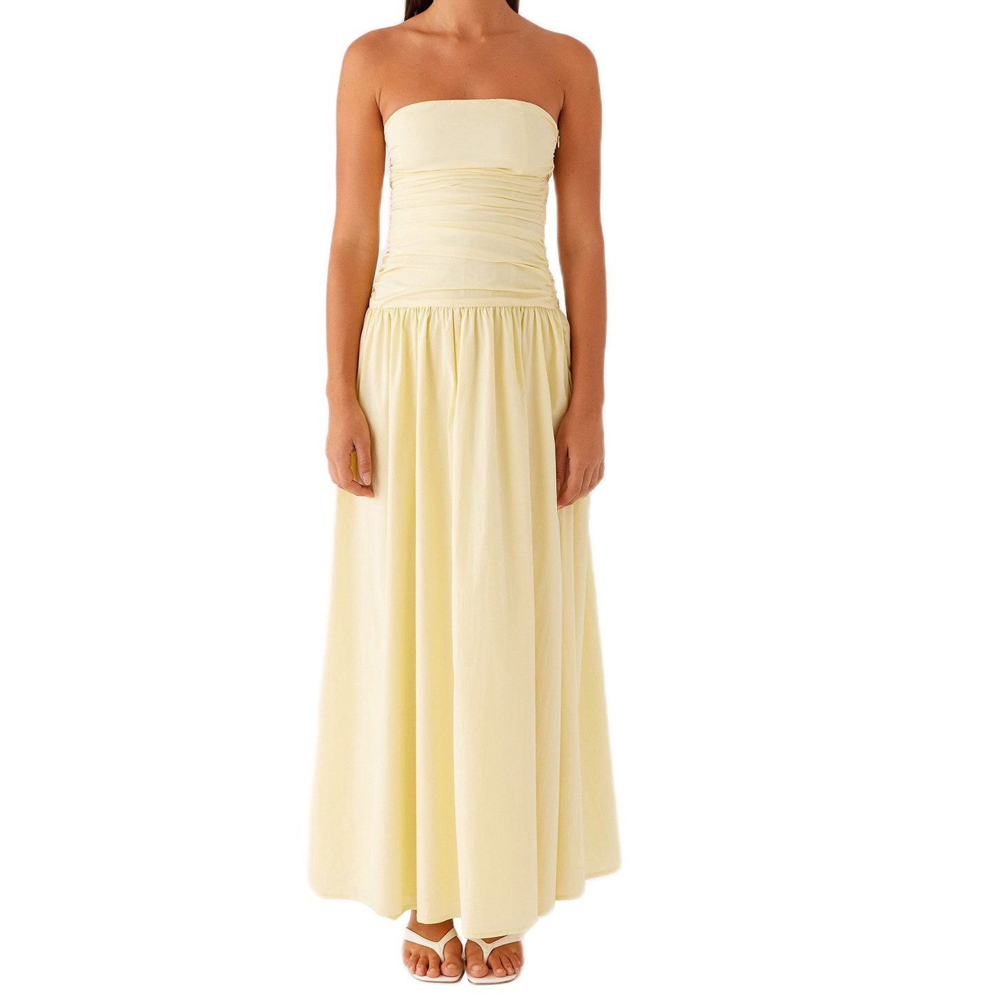 Strapless Pleated Patchwork Evening Dress For Women