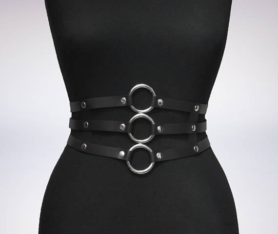 Women Black Leather Waist Belt fashion accessory