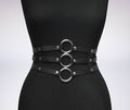 Women Black Leather Waist Belt fashion accessory
