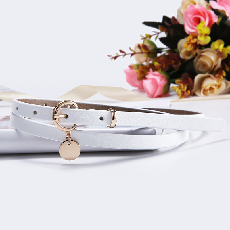 Women's Thin Cowhide Dress Belt for Dresses