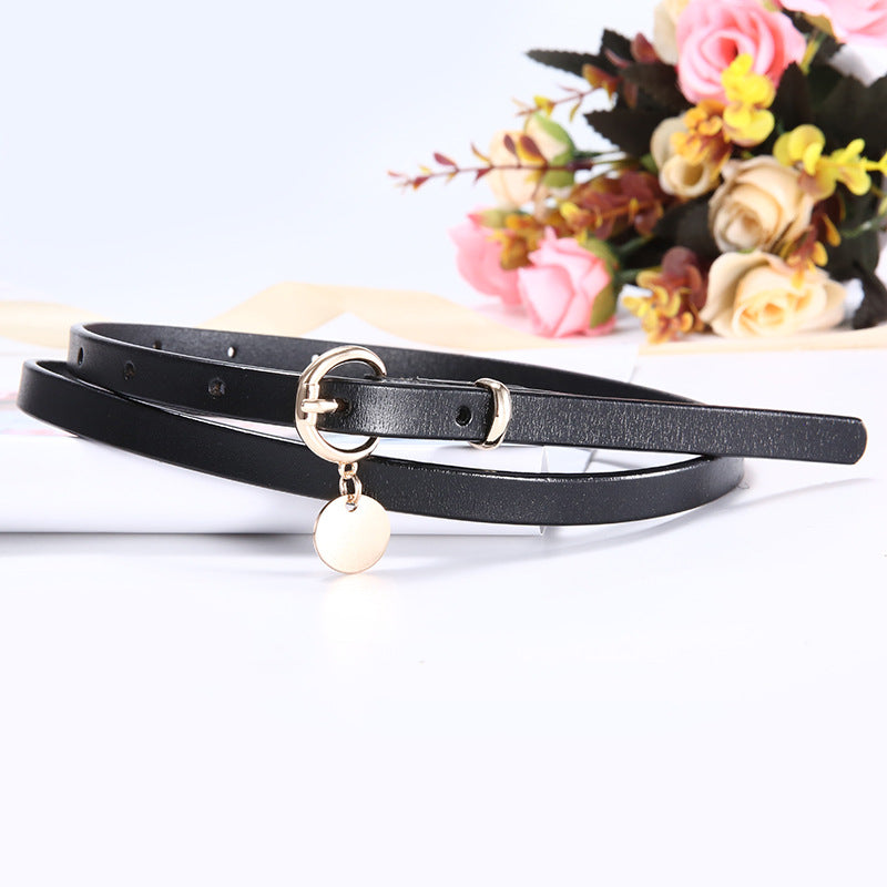 Women's Thin Cowhide Dress Belt for Dresses