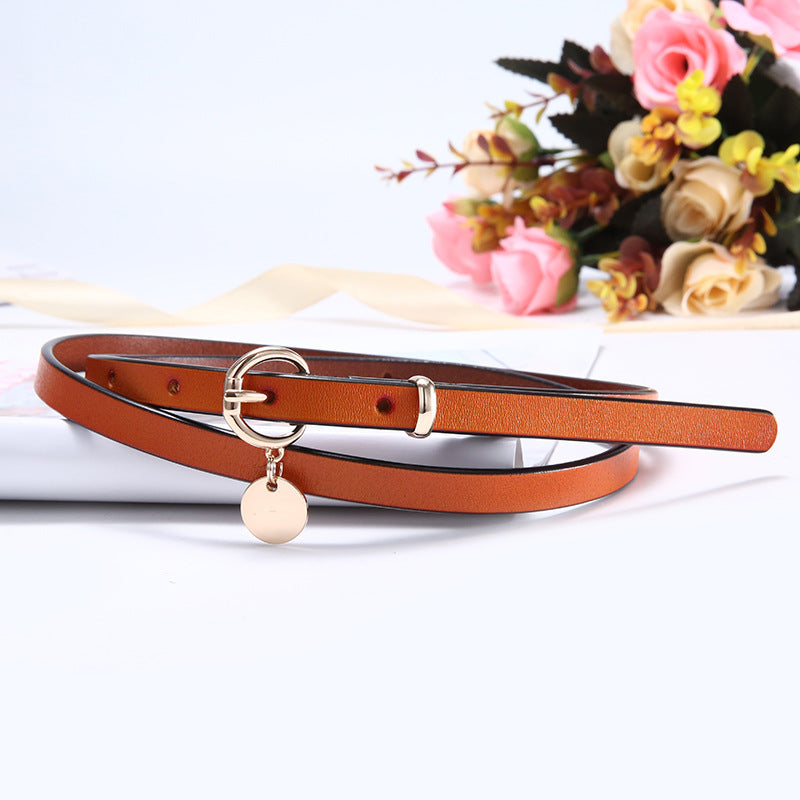 Women's Thin Cowhide Dress Belt for Dresses