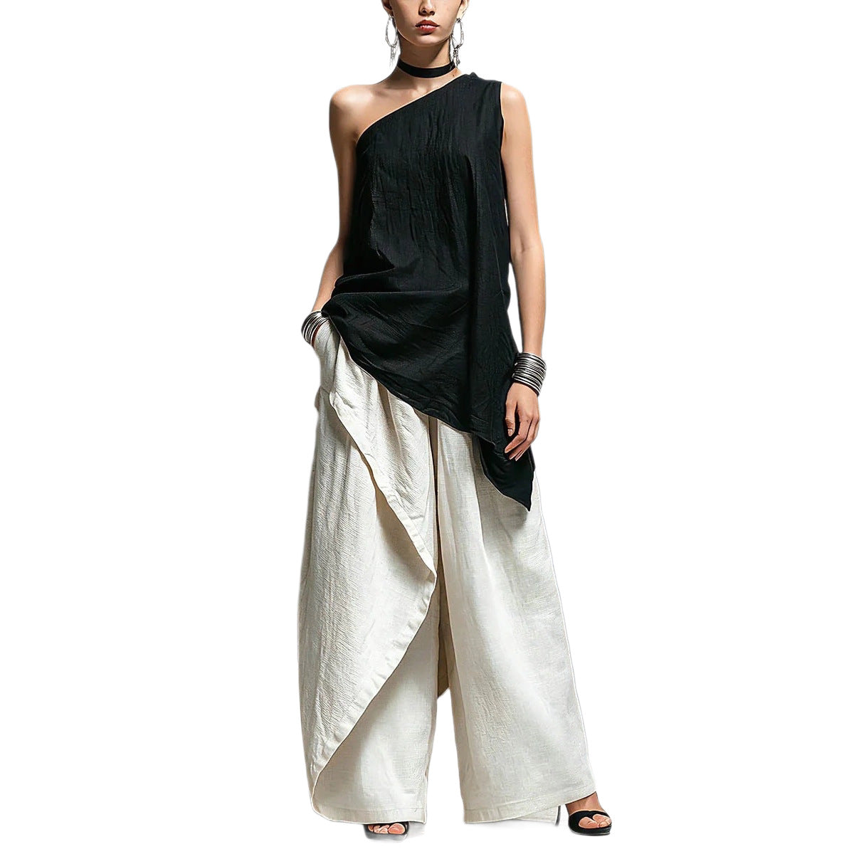 Casual Versatile Fashionable One-shoulder T-shirt