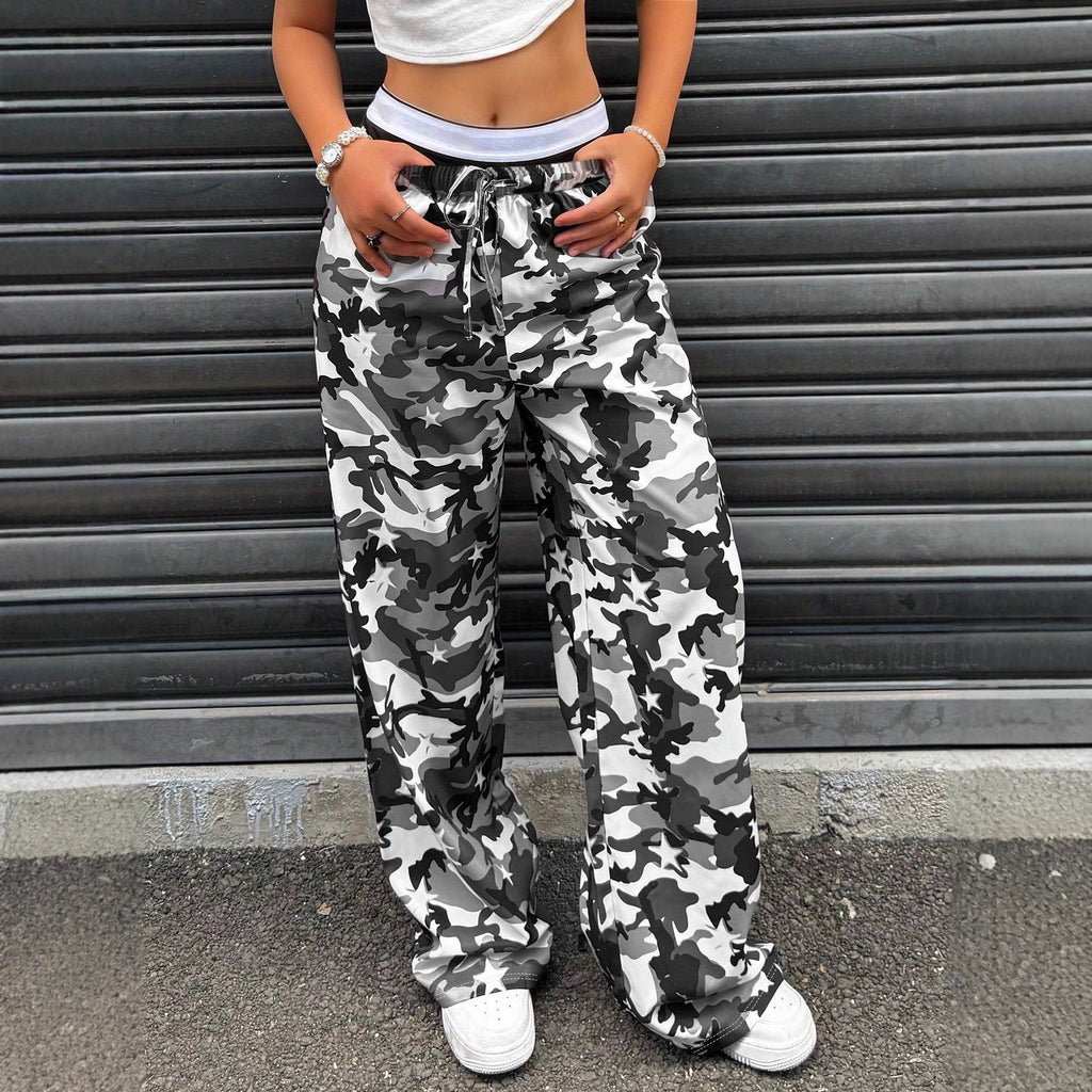 New Camouflage Fashionable Slimming Low-Waist Straight-Leg Pants