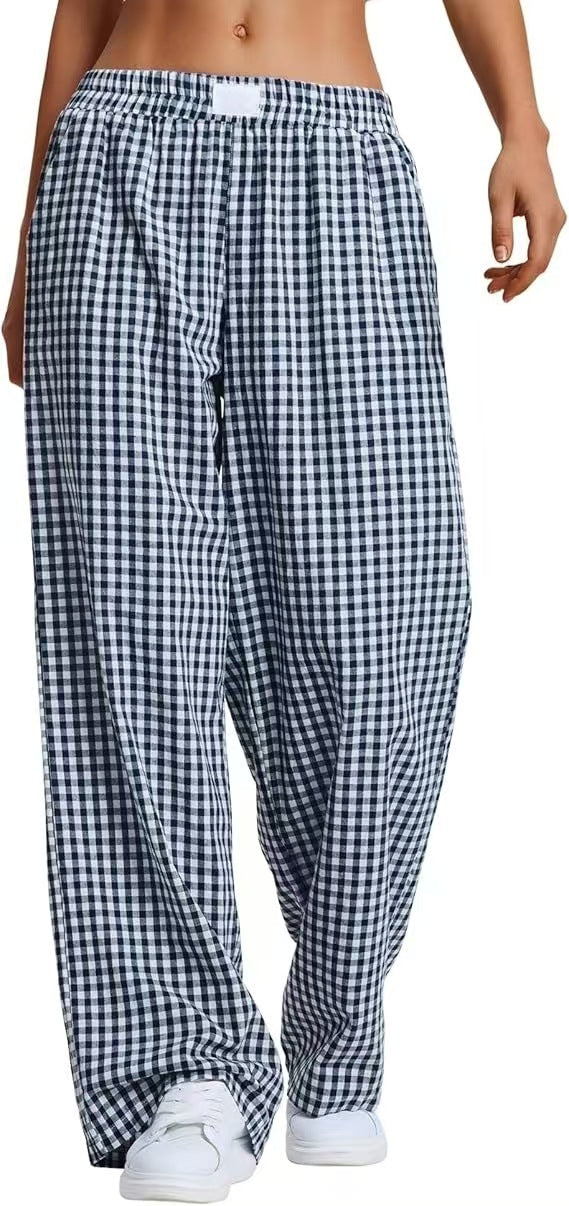 Plaid Casual Fashionable Lounge With Pockets Long Pants