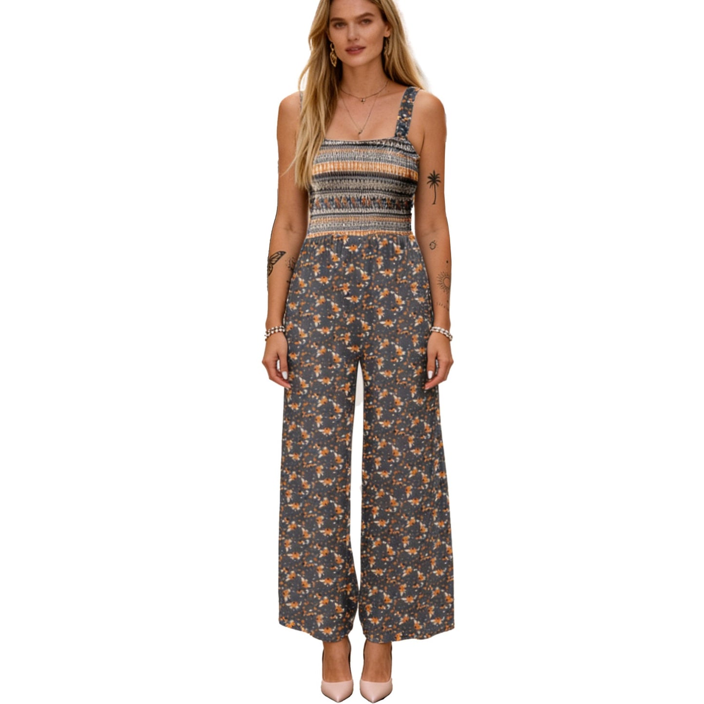 Bohemian Strap Print Jumpsuit