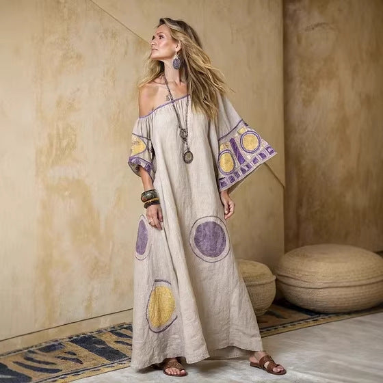 Cross-border 3D Digital-print Long Dress From Europe And The US