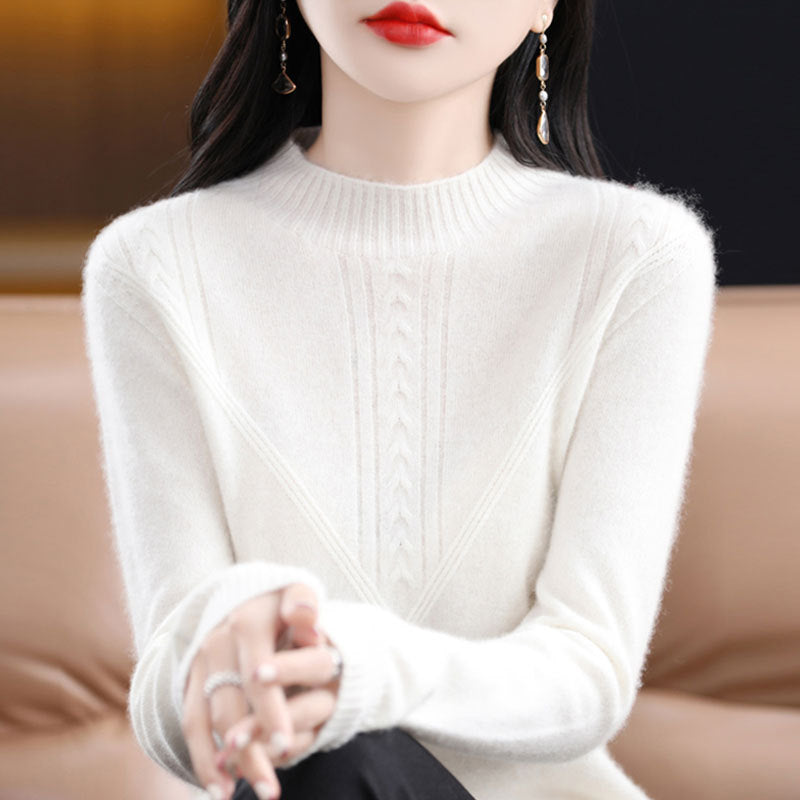 Womens Fashionable Versatile Loose-fitting Mock-neck Sweater