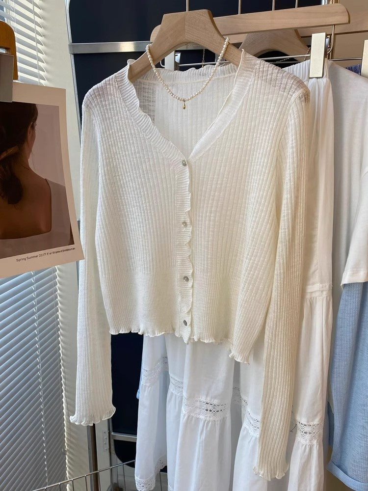 Women's Ruffled-edge Thin Casual Cardigan