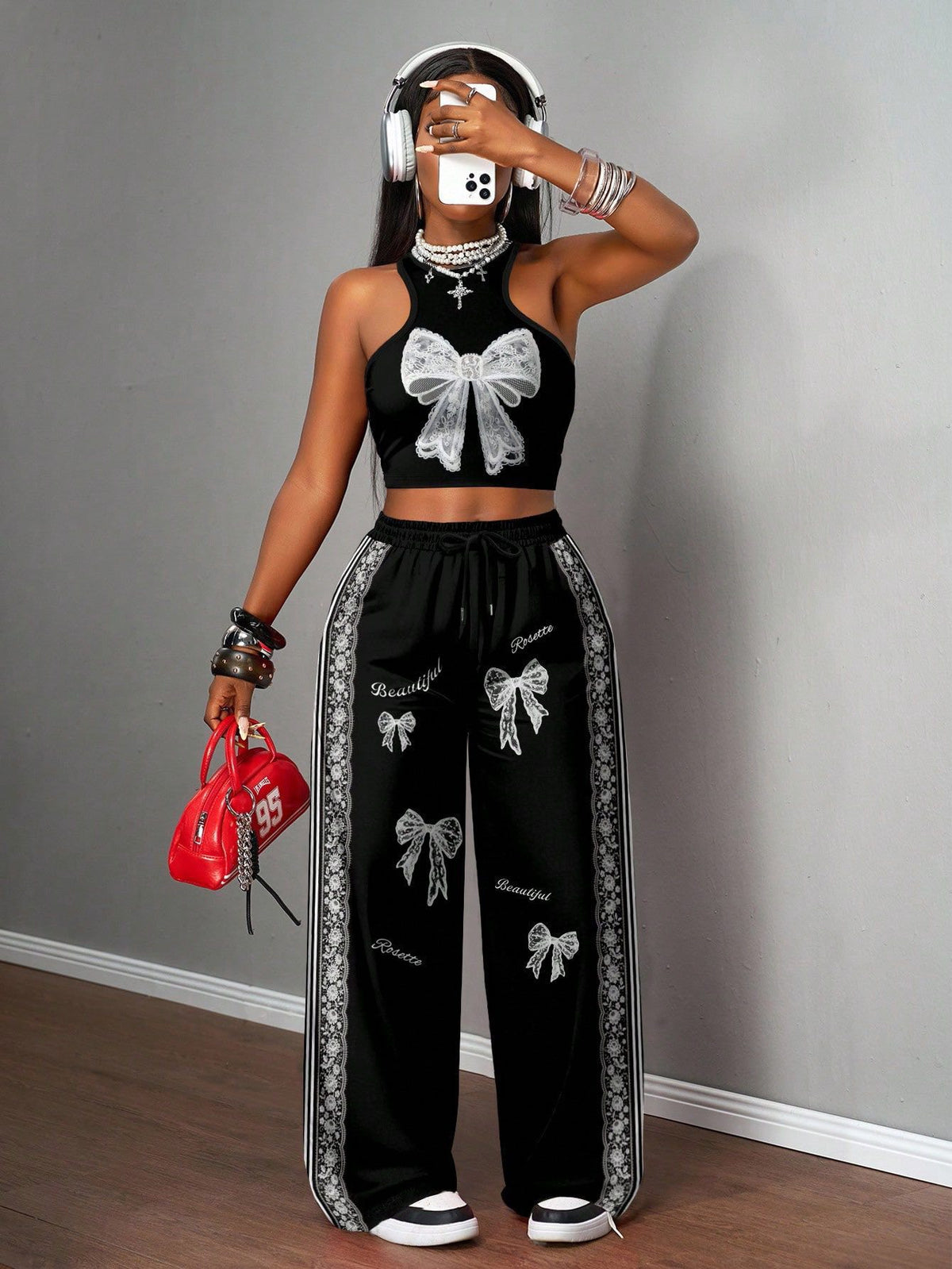 Printed Tank Top  Casual Wide-leg Pants Set
