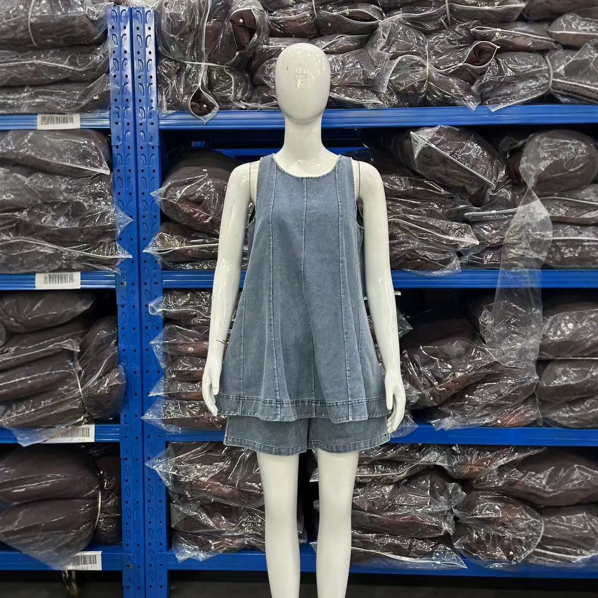 Cross-border Denim Dress Shorts Summer Casual Sleeveless Denim Set