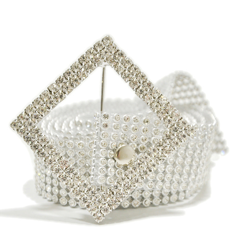 Women's Corset Belt with Decorative Diamond Detail