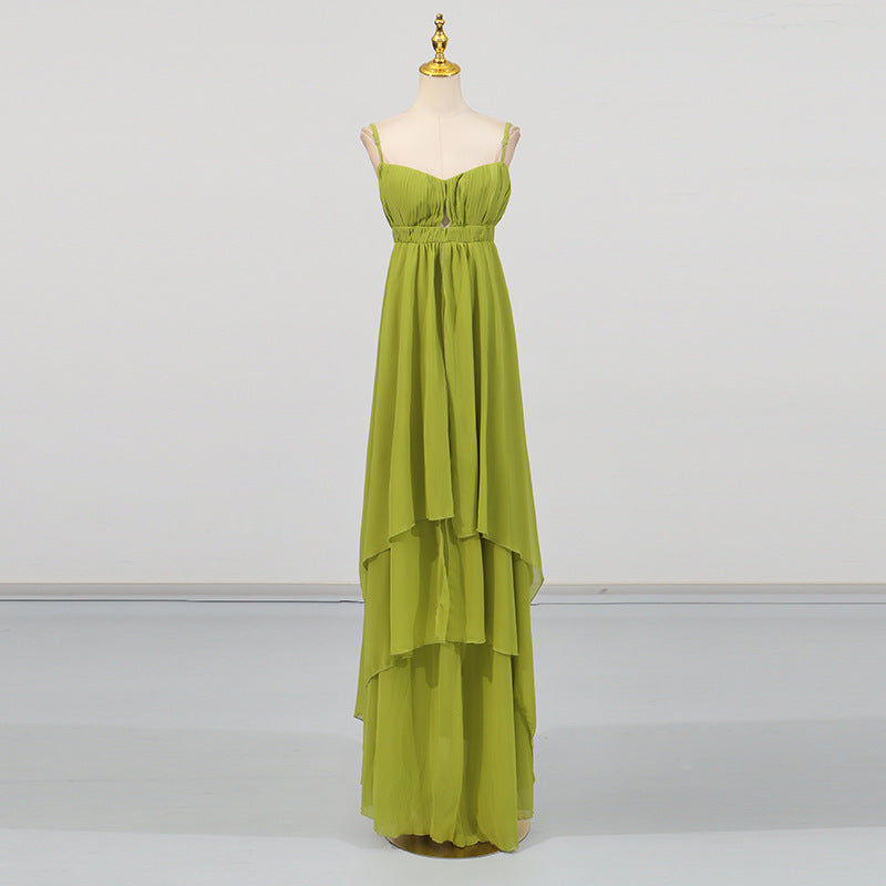 Irregular-design Solid-color Long Dress For Women