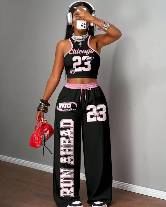 Printed Tank Top  Casual Wide-leg Pants Set