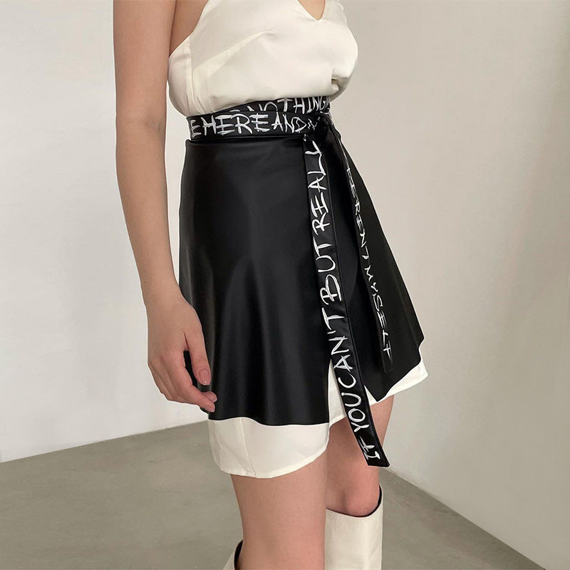 PU Leather Peplum Belt for women irregular skirt design