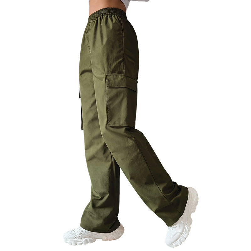 High-waisted Straight-leg Wide-leg Casual Workwear Pants